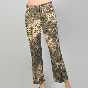 Micro Corduroy Lace Tapestry Print Bohemian Pants
